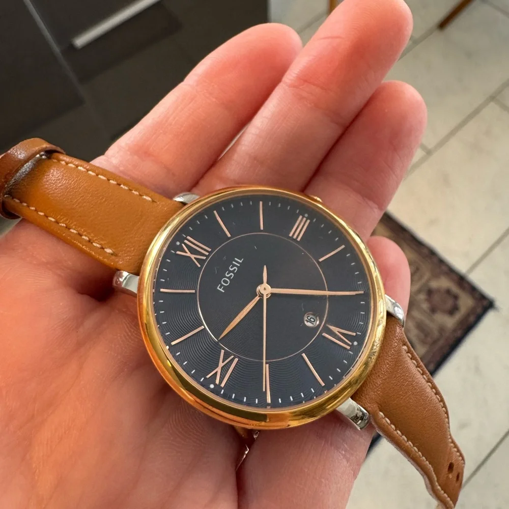 Fossil Brown Leather Mixed Metal Watch - Picture 5 of 5